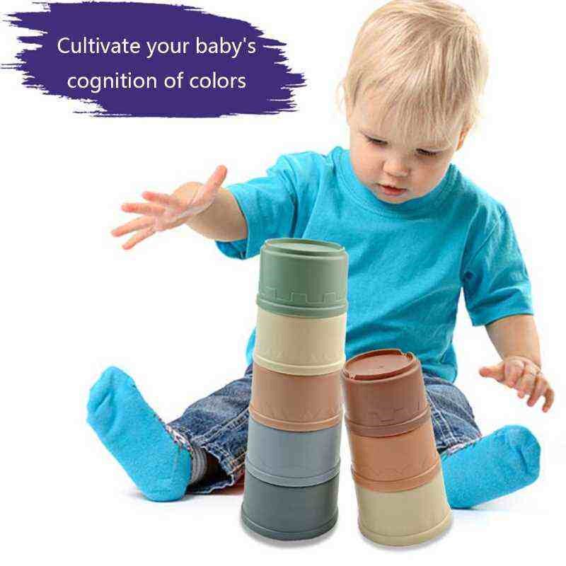 8Pcs/Set Baby Stacking Cup Toys Colorful Infants Toddlers Ba - 实物图