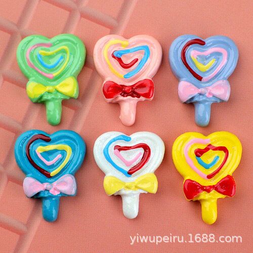 Love Heart Lollipop Candy Resin Accessory DIY Materials for