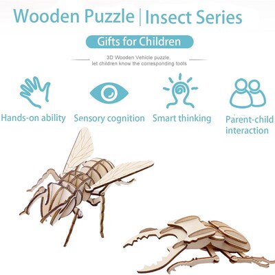 3D Wooden Insect Puzzle Animal Skeleton Assembly Model Puzzl
