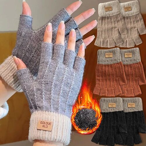 Winter Fingerless Gloves for Men Half Finger Writting Office