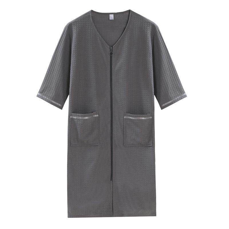 Bathrobe, womens plus size nightgown, anti glare zipper, - 实物图