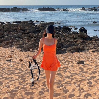 Sexy Backless Polka Dot OnePiece Conservative Swimsuit for S