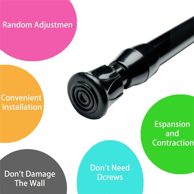 Adjustable Tension Shower Curtain Rod Extendable No Drilling