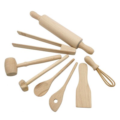 Children Wooden Kitchen Utensils Pretend Kitchen Toy Simulat