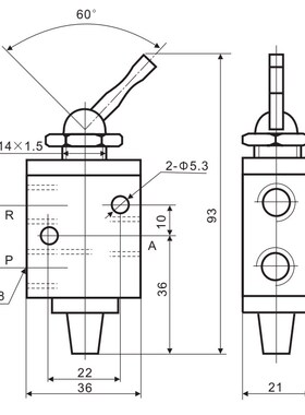 RDPC原装二位三通手拔动开关气动换向23021一分螺纹接头气管