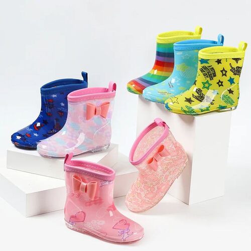 Kids Rain Boots Toddler Waterproof Rubber Rain Shoes Boys So