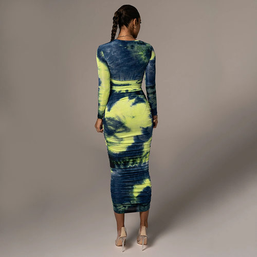 Autumn Long Sleeve Sheath Slim Ruched Mini Bandage Dress