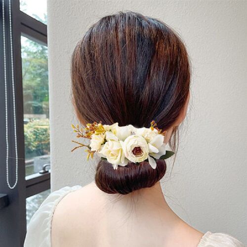 Fashion Rose Flower Hair Pins Brides Hair Comb Wedding Headd