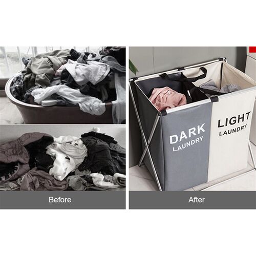 Laundry Cloth Hamper Sorter Basket Bin with Aluminum Frame
