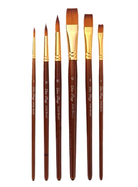 6 flax-rod brushes two-tone nylon wool watercolor brushes