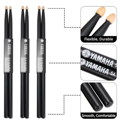 1 Pair Black 5A Drum Sticks Classic Maple Wood Drumsticks Wi