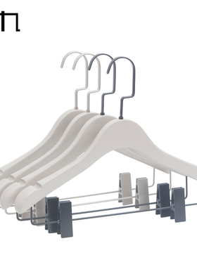 极九实木装衣架带裤夹衣架裤夹一体木头衣挂木制衣撑刻字灰色