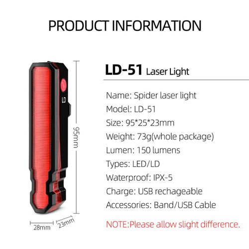 Folding Laser Bike Light Front Rear Safety Warning Bicycle L
