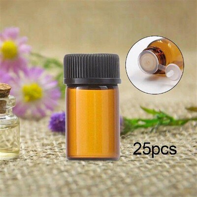 25Pcs Empty Glass Vials with Inner Stopper Refillable Small