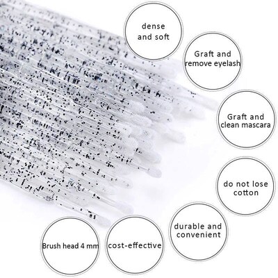 100pcs Crystal Eyelash Cleaning Brush Lash Extension Micro