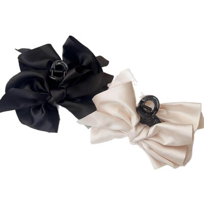 Oversized Double-Sided Bow Claw Clip, Hepburn Style, Elegant
