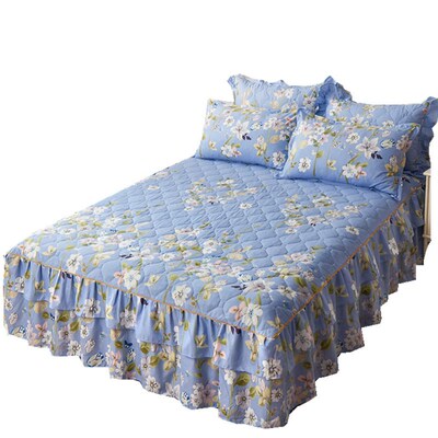 Double Lace Padded Bed Skirt One-piece Scrub Matress Protect