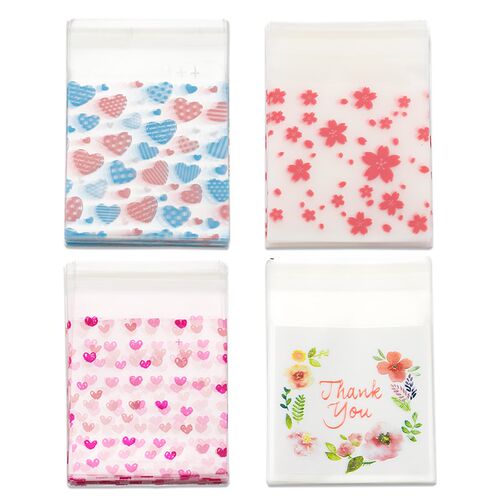 100Pcs/50pcs 7x7cm Plastic Transparent Heart Bags for DIY Je