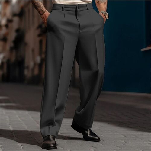Mens Dress Slant Pocket Straight Solid lor mforle Breathabl