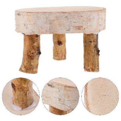 Solid Wood Ornaments Stool Holder for Desk Garden Mini