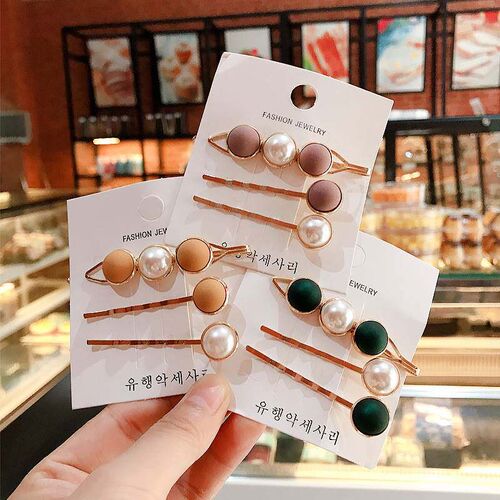 Small fresh three-piece combination hairpin pearl hairpin ed