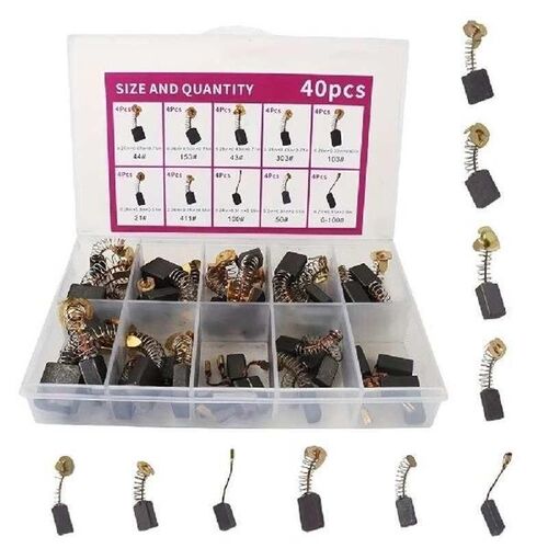 40 Pcs Electric Motor Carbon Brushes Set 10 Different Sizes