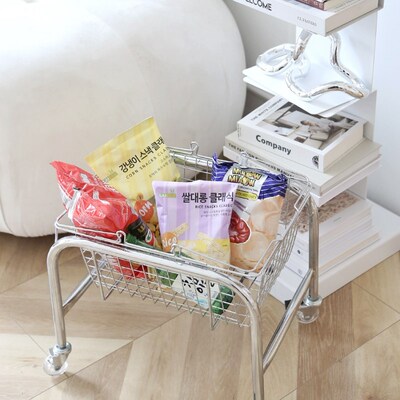 Snack Trolley Large Storage Rack Bedside Cart Bedroom Dormit