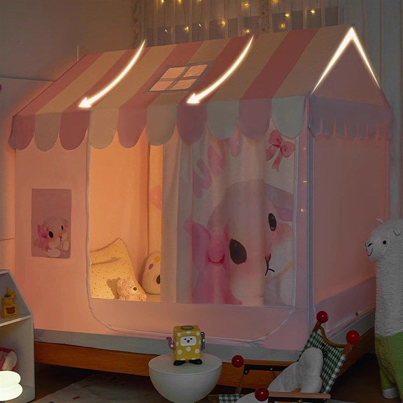 儿童蚊帐室内床上帐篷家用20新款免安装男女孩遮光全底纹帐,床上用品,蚊帐,淘宝优惠券,粉丝福利购,淘宝优惠卷