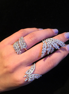 Bilincolor Clear Crystal Cubic Zirconia Fashion Open Ring fo