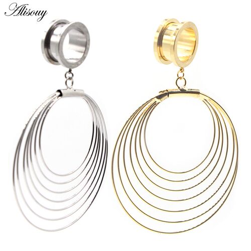 Alisouy 2pcs 6-25MM Stainless Steel Ear Plugs and Tunnels Da