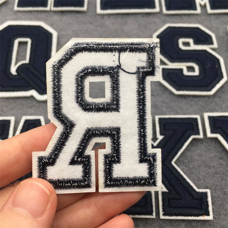 Navy Blue Letters Embroidery Patches Applique Diy Alphabet I - 实物图