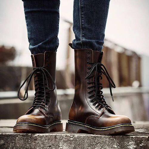 Lovers Popular Motocycle Boots Men Winter High-Top Combat Bo
