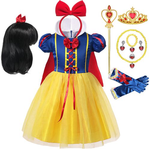 Fancy Snow White Girl Princess Dress with Cloak Costume Chil