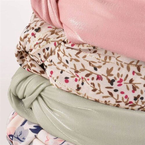4pcs French Clashing Geometric Hair Bands Wide Edge Fabric K