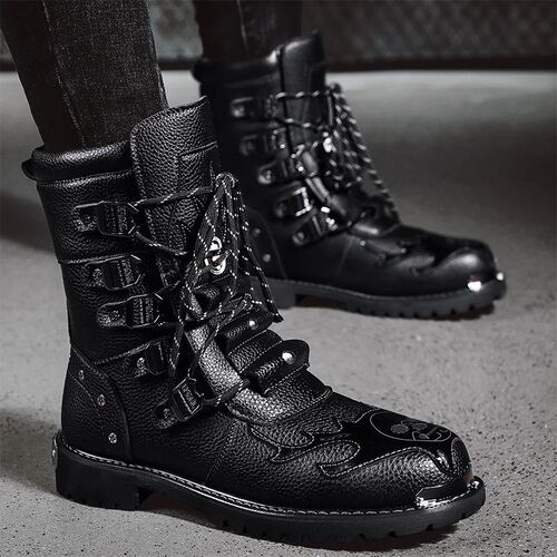 2023 New Men Boots Winter British Locomotive Leather Boots V