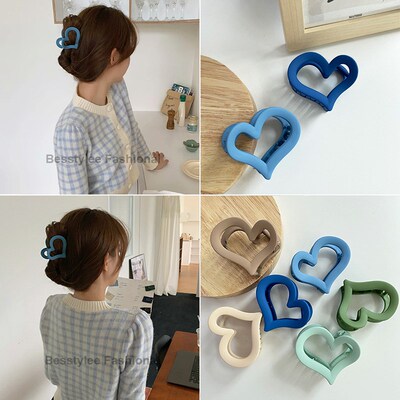 Ins Style Metal Hair Clip Heart Shape Hair Claw Women Girls