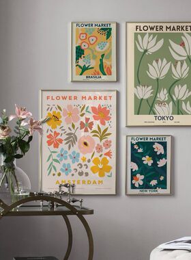 Minimalist Abstract Flower Market Nordic Posters And Print M