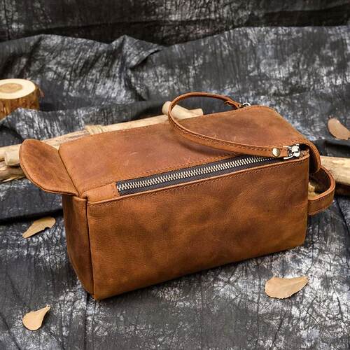 Mens Crazy Horse Leather Clutch Multifunctional Leather Was
