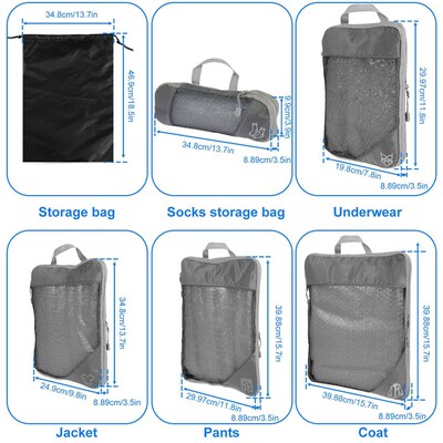 3/6Pcs Travel Storage Bag Compression Packing Cubes for Trav