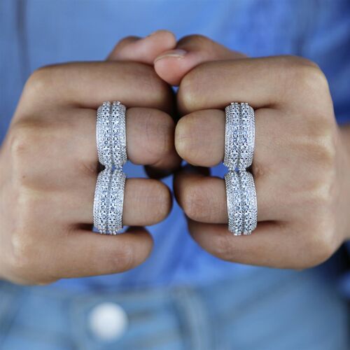 New Full Eternity Wedding Band Rings 2Row Round Big cz For W