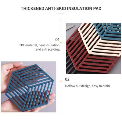 1/2/3/4PCS Tableware Insulation Mat Coaster Hexagon TPE Tea
