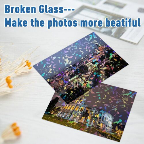10 Sheets Broken Glass Cold Laminating Film A4 Hologram跨境