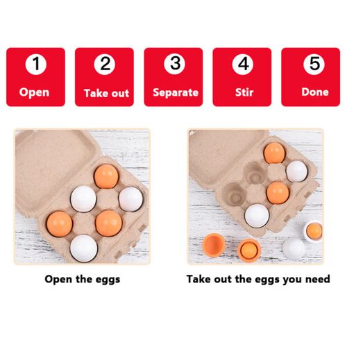 6PCS Eggs With Box Pretend Play Kitchen Toys Food Cooking Le