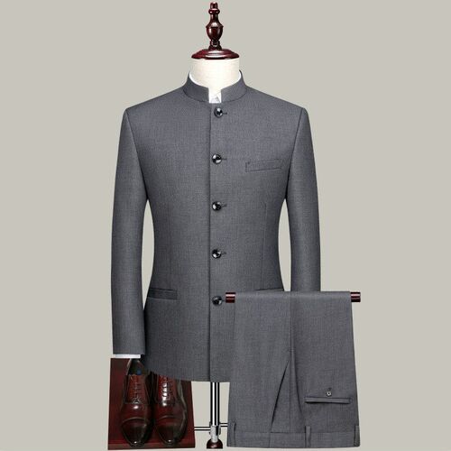 Zhongshan Suit Suit Mens Youth Slim-fit Chinese llar Suit C