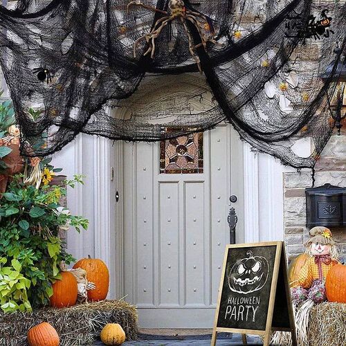2/4m Horror Halloween Decoration Black Gauze Artificial Spid