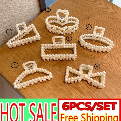 Barrettes 6pcs/set Girls Pearls Hair Clips Small Size Multif