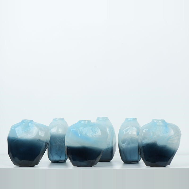 如蓝色宝石 玻璃花瓶 多面体瓶璃岛21L01手工器皿人工吹制出口,家居饰品,花瓶,淘宝优惠券,粉丝福利购,淘宝优惠卷