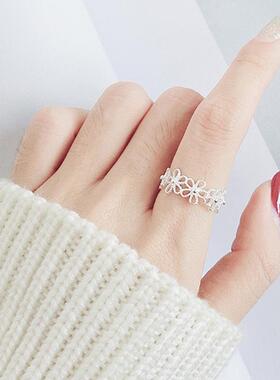 Silver Plated Flower Petals Rings For Women Girl Sweet Simpl
