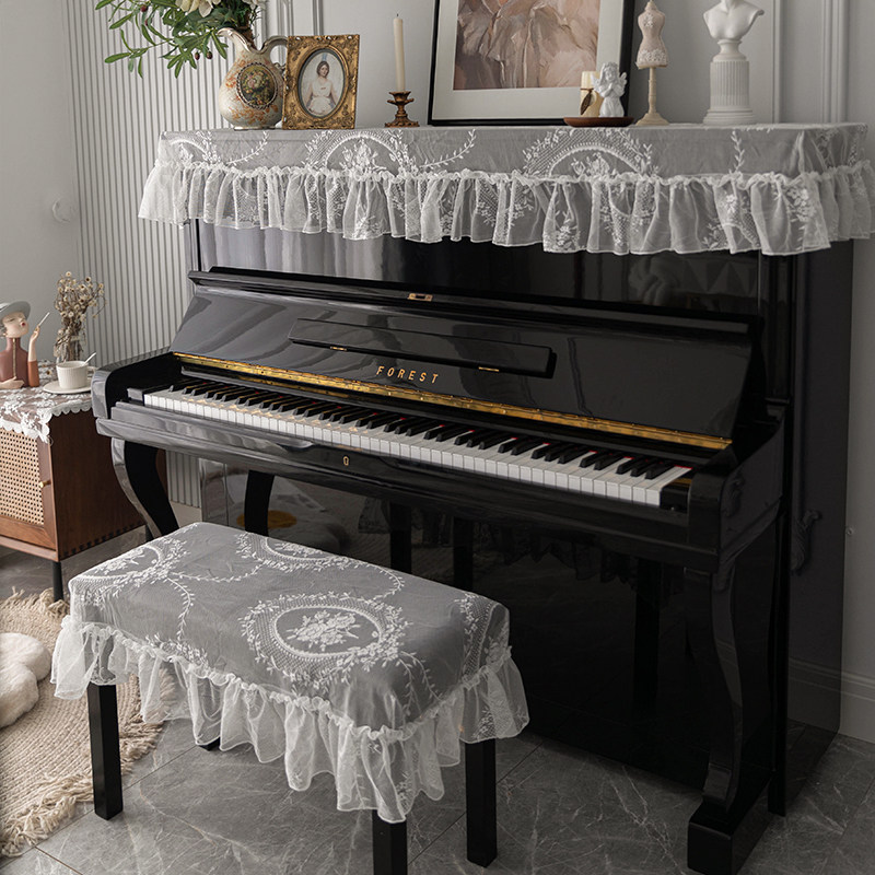 法式洛可可白色蕾丝钢琴罩盖布防尘保护罩电钢琴半罩全罩琴凳罩,居家布艺,钢琴罩,淘宝优惠券,粉丝福利购,淘宝优惠卷