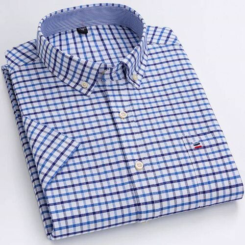 S~7xl Cotton Shirts for Men Short Sleeve Summer  Plus Size P